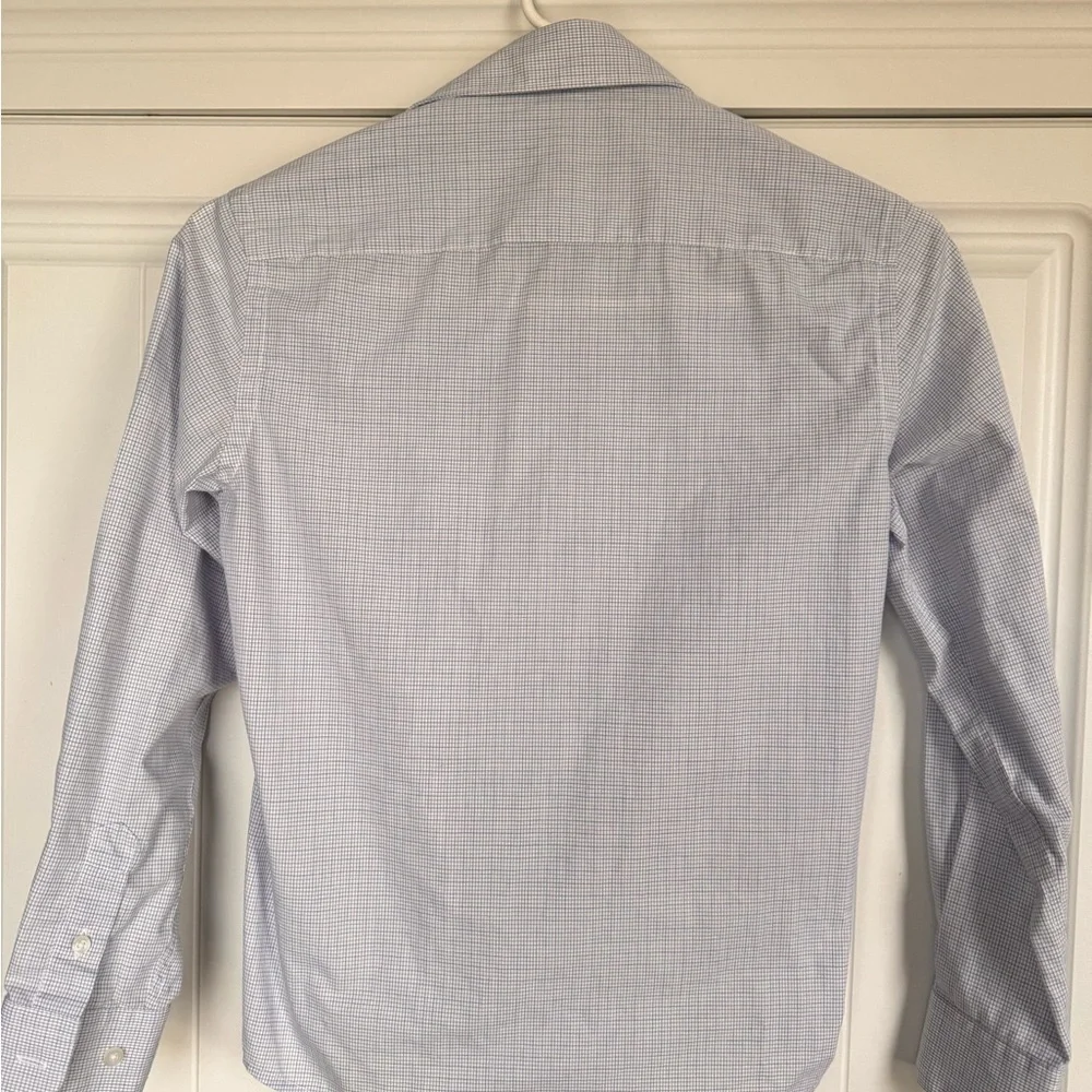 Joseph Abboud White and Blue Checkered Button Down Shirt. Event, holiday